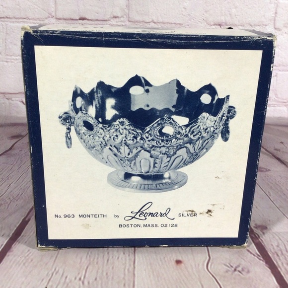 Vintage Leonard No. 963 Monteith Ornate Silver Bowl with Box - Japan - Picture 11 of 11